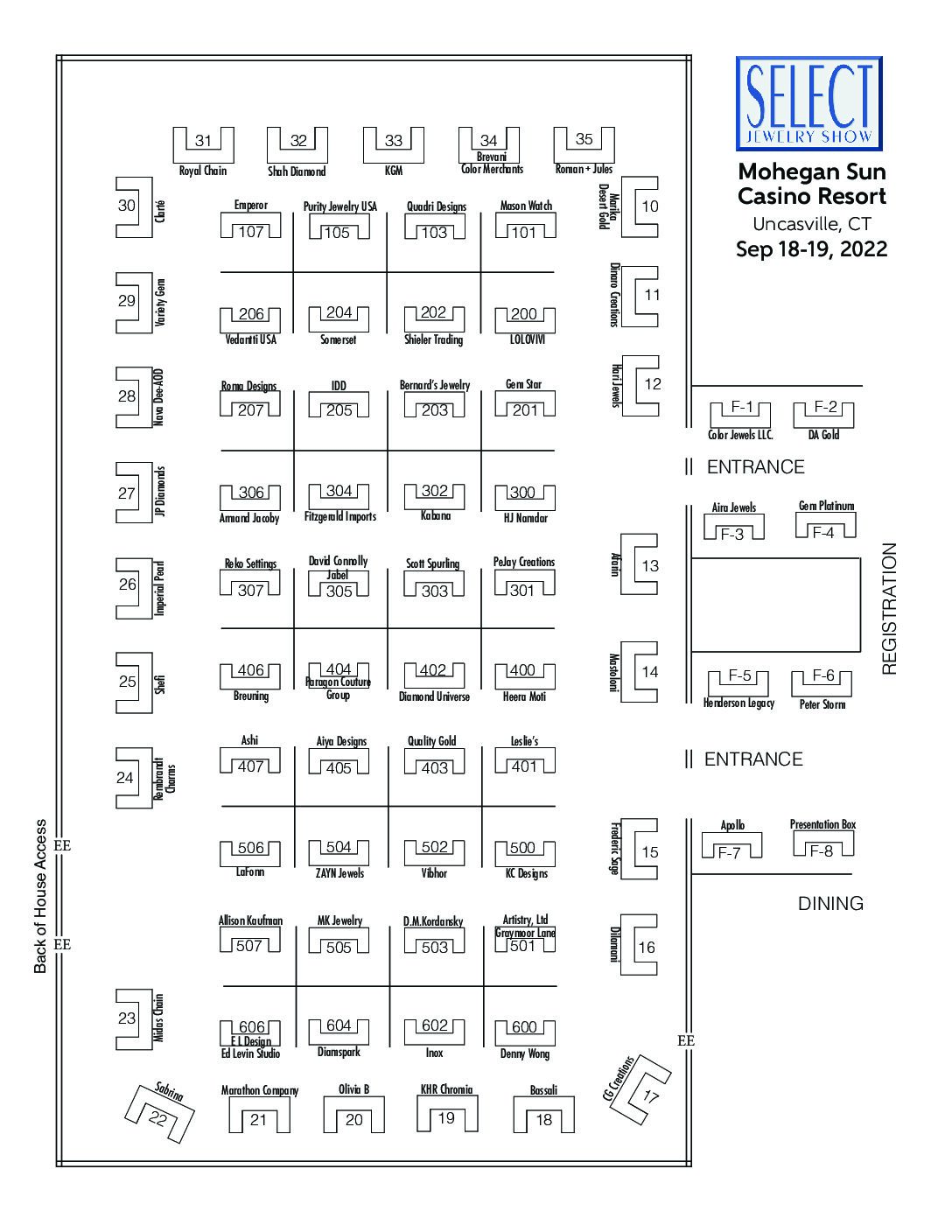 Mohegan Sun Floor Plan Select Jewelry Show